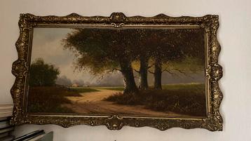 Oud schilderij met landschap beschikbaar voor biedingen