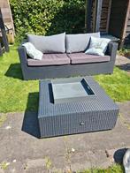 Zwarte loungebank van wicker., Ophalen, Gebruikt, Wicker, Bank