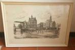 litho met aquarel Zaandam havenkantoor Bob Brobbel. gesign, Antiek en Kunst, Kunst | Litho's en Zeefdrukken, Ophalen