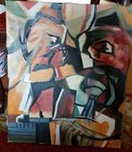 Olieverf schilderij moderne kunst v d Burg., Ophalen