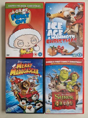 4x Kerst DVD Shrek - Family Guy - Ice Age - Madagascar Kerst beschikbaar voor biedingen