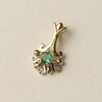 Vintage 9 karaat gouden kettinghanger smaragd en diamant, Sieraden, Tassen en Uiterlijk, Kettinghangers, Overige voorstellingen