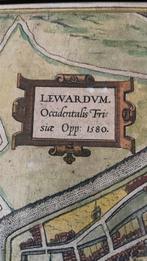 Gravure Leeuwarden 1580 ingelijst, Antiek en Kunst, Ophalen of Verzenden