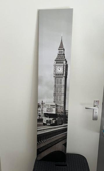 Print Londen, 25x120cm, op houten frame beschikbaar voor biedingen