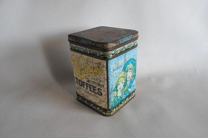 Blik Verkade Toffees Zaandam Holland, Verzamelen, Blikken, Gebruikt, Koek(jes), Verkade, Ophalen of Verzenden