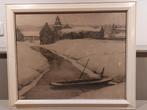 Willem Witjens – winterlandschap met boot – gesigneerde druk, Antiek en Kunst, Ophalen of Verzenden