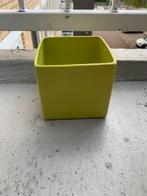 Groene vierkante bloempot, Ophalen of Verzenden, Gebruikt, Steen, Minder dan 30 cm