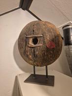 Houten wiel op statief - decoratief object, Ophalen, Gebruikt
