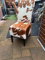 Set van 5 Eetkamerstoelen met Koeienhuid Bekleding, Huis en Inrichting, Ophalen, Gebruikt, Bougondie's, Leer