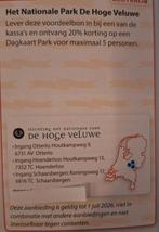 Nationale Park De Hoge Veluwe 20% korting, Tickets en Kaartjes, Drie personen of meer, Kortingsbon