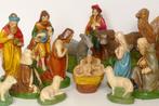 Oude gipsen kerstgroep 18-delig voor retro vintage kerststal, Diversen, Kerst, Ophalen of Verzenden, Gebruikt