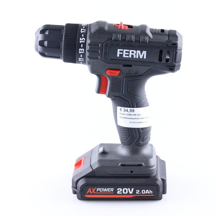 Ferm CDM1199 20v Accuboormachine met lader en accu, Doe-het-zelf en Verbouw, Gereedschap | Boormachines, Zo goed als nieuw