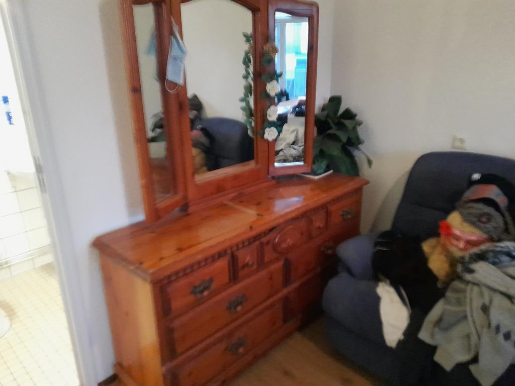 Slaapkamer set country style - bed en dressoir, Huis en Inrichting, Ophalen, Gebruikt, Hout, Country