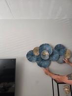 Muur wand  ornament modern blauw Goud 2 stuks, Ophalen of Verzenden, Zo goed als nieuw