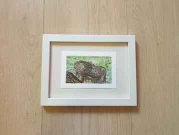 Mini tekening kat ingelijst 13x18 cm aquarel op papier

 beschikbaar voor biedingen