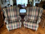 Twee comfortabele klassieke oorfauteuils met ruitpatroon, Huis en Inrichting, Fauteuils, Ophalen, Klassiek, 75 tot 100 cm, Zo goed als nieuw