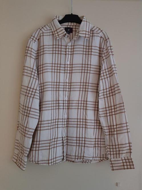 Flanellen overhemd voor heren -- maat M -- H&M, Kleding | Heren, Overhemden, Gedragen, Halswijdte 39/40 (M), Wit, Ophalen of Verzenden