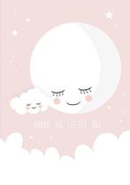 Poster Dream big little one roze maan kinderkamer babykamer, Rechthoekig Staand, Verzenden, A4 of kleiner, Nieuw