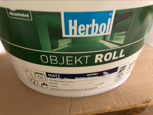 Herbol Object roll wit/witgrijze muurverf voor binnen 12,5l, Hobby en Vrije tijd, Schilderen, Nieuw, Acrylverf, Ophalen