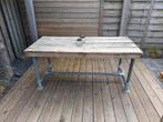 Tuintafel  steigerhout en buizen, Tuin en Terras, Ophalen, Gebruikt, Rechthoekig, Hout