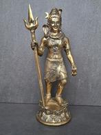 Verguld bronzen beeld/Shiva trishula /Trimurti/India, Ophalen of Verzenden