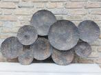 Wand decoratie metalen schalen oud/ brons look, Ophalen of Verzenden, Zo goed als nieuw, Rond, Overige materialen
