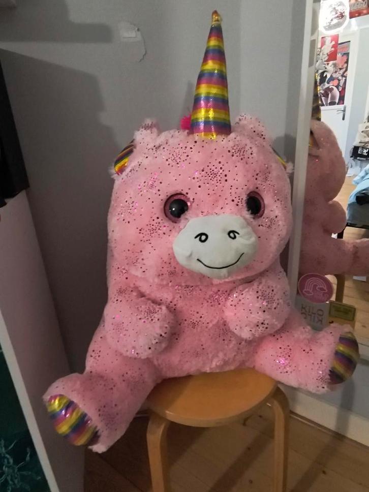 Grote Roze Eenhoorn Knuffel - Kermiswinst, Kinderen en Baby's, Speelgoed | Knuffels en Pluche, Gebruikt, Overige typen, Ophalen of Verzenden