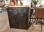 Staal en mangohouten kast met lade (82bx102hx42d cm), Huis en Inrichting, Ophalen, Gebruikt, 50 tot 100 cm, Metaal