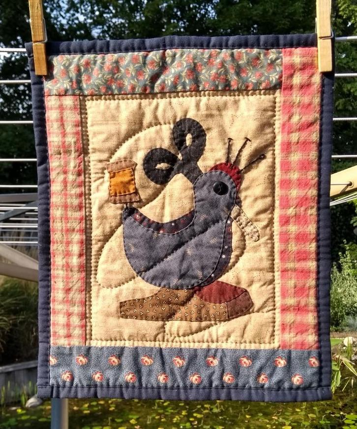 Sewing chicken kip applicatie quilt. Handmade, Huis en Inrichting, Woonaccessoires | Wanddecoraties, Zo goed als nieuw, Ophalen of Verzenden