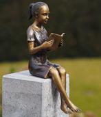 LEZEND MEISJE / BRONZEN BEELD / vrouw, Antiek en Kunst, Ophalen of Verzenden