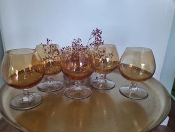 5 supermooie antieke, oude Franse glaasjes glazen  beschikbaar voor biedingen