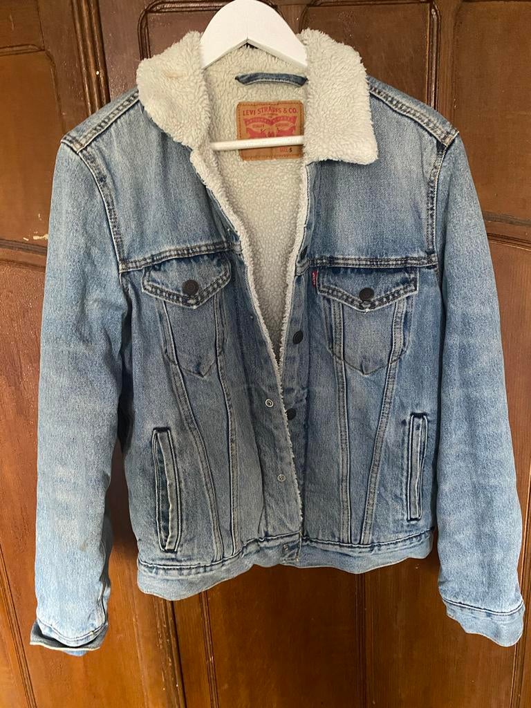 Levi's Gevoerde Spijkerjas - Maat S, Ophalen of Verzenden, Gedragen, Maat 46 (S) of kleiner, Blauw