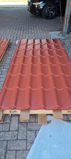 Dakpanplaten  terracotta .olijf groene dakplaten, 15 m² of meer, Ophalen of Verzenden, Metaal, Zo goed als nieuw