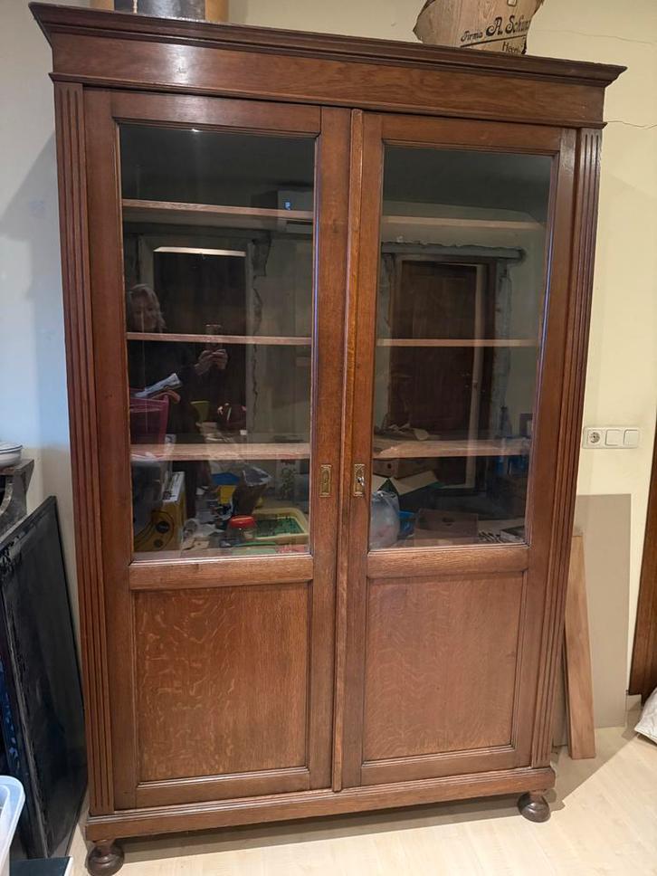 Antieke Eiken Kast - Strak Model, Huis en Inrichting, Kasten | Dressoirs, Gebruikt, 100 tot 150 cm, 25 tot 50 cm, Met deur(en)