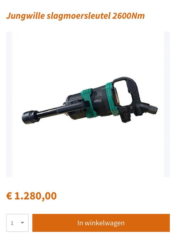 Nieuw! Jungwille Slagmoersleutel 2600Nm, Doe-het-zelf en Verbouw, Gereedschap | Handgereedschap, Nieuw, Ophalen