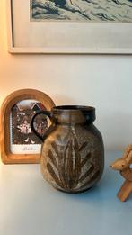 Vintage japandi wabi sabi vaas met oor bruintinten, Antiek en Kunst, Antiek | Vazen, Ophalen of Verzenden