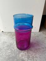 Hay Moroccan vaas roze/blauw 20cm, Overige kleuren, Ophalen of Verzenden, Minder dan 50 cm, Glas