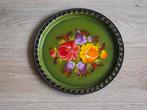 Mooi oud vintage dienblad met bloemendecor handgeschilderd., Ophalen of Verzenden