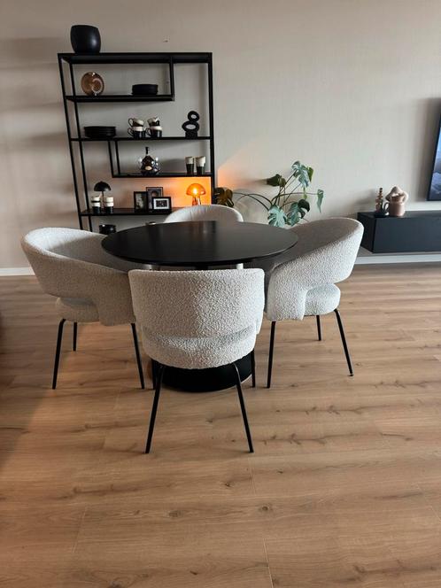 Ronde eettafel met stoelen, Huis en Inrichting, Tafels | Eettafels, Gebruikt, 50 tot 100 cm, 100 tot 150 cm, Vier personen, Rond