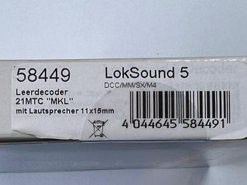ESU 58449 LokSound 5 Decoder, DCC/MM/SX/M4, 21 MTC, MKL beschikbaar voor biedingen
