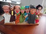 7 Zeer OUDE POPPENKASTPOPPEN op houten standaard, Ophalen of Verzenden