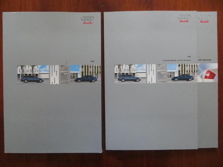 Map met 2 folders: Audi A6, A6 Details (juni 2002), Boeken, Auto's | Folders en Tijdschriften, Nieuw, Audi, Ophalen of Verzenden