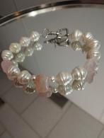 rozenqwarz,perls choker, Sieraden, Tassen en Uiterlijk, Armbanden, Ophalen of Verzenden, Zo goed als nieuw