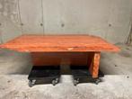 Zeldzame vintage rode/coral travertin salontafel, Huis en Inrichting, Tafels | Salontafels, Ophalen, Overige materialen, Gebruikt