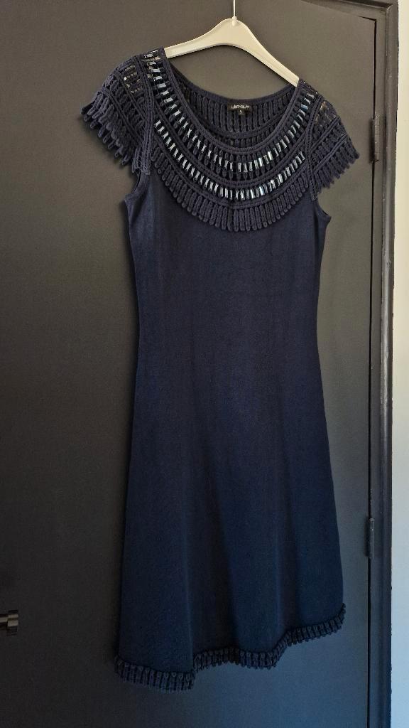 Donkerblauwe jurk van Léo Guy - Maat 38, Kleding | Dames, Jurken, Gedragen, Maat 38/40 (M), Blauw, Ophalen of Verzenden