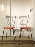2 vintage oranje buisframe stoeltjes soudexvinyl jaren 70, Ophalen, Zo goed als nieuw, Overige kleuren