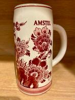 Oude 0,5 liter aardewerk bierpul Amstel in Delfs rood., Ophalen of Verzenden, Zo goed als nieuw, Glas of Glazen, Amstel