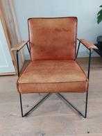 Cognac leren stoel, Huis en Inrichting, Stoelen, Ophalen, Gebruikt, Bruin, Eén