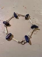Vintage halfedelstenen bedelarmband schakelarmband armband, Ophalen of Verzenden, Zo goed als nieuw, Zilver, Met bedels of kralen
