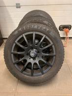 Vier zwarte lichtmetalen velgen steek 4 x 100 15 inch., Auto-onderdelen, Banden en Velgen, Ophalen, Gebruikt, 15 inch, Banden en Velgen